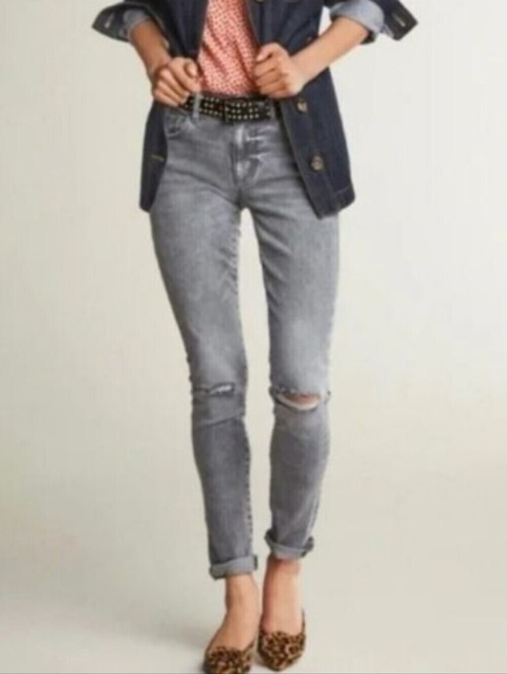 Lucky Brand Distressed Gray Raw Hem Charlie Skinny Jeans Size 0 / 25